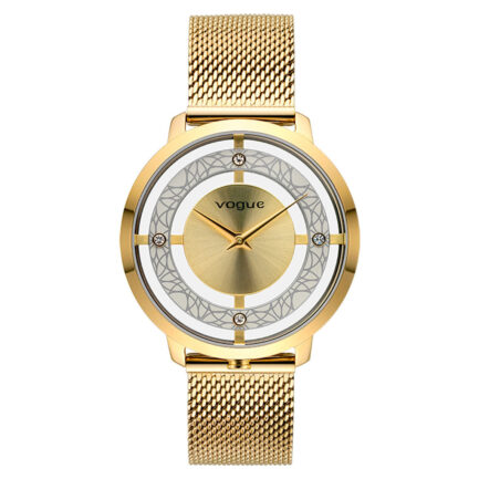 Ρολόι Γυναικείο Vogue 610742. Ρολόι Vogue με Χρυσό πλαίσιο και Χρυσό καντράν. Αυτό το Γυναικείο ρολόι είναι 35 mm mm. Είναι διαθέσιμο στο κατάστημα. Αποστολή αυθημερόν