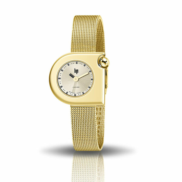 Ρολόι Γυναικείο Lip 671168. Ρολόι Lip με Χρυσό πλαίσιο και Ασημί καντράν. Αυτό το Γυναικείο ρολόι είναι 30x28mm mm. Είναι διαθέσιμο στο κατάστημα. Αποστολή αυθημερόν
