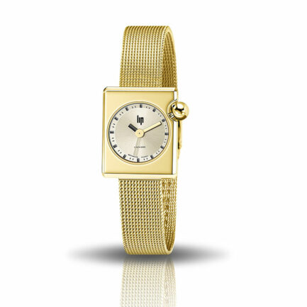Ρολόι Γυναικείο Lip 671177. Ρολόι Lip με Χρυσό πλαίσιο και Ασημί καντράν. Αυτό το Γυναικείο ρολόι είναι 30x28mm mm. Είναι διαθέσιμο στο κατάστημα. Αποστολή αυθημερόν