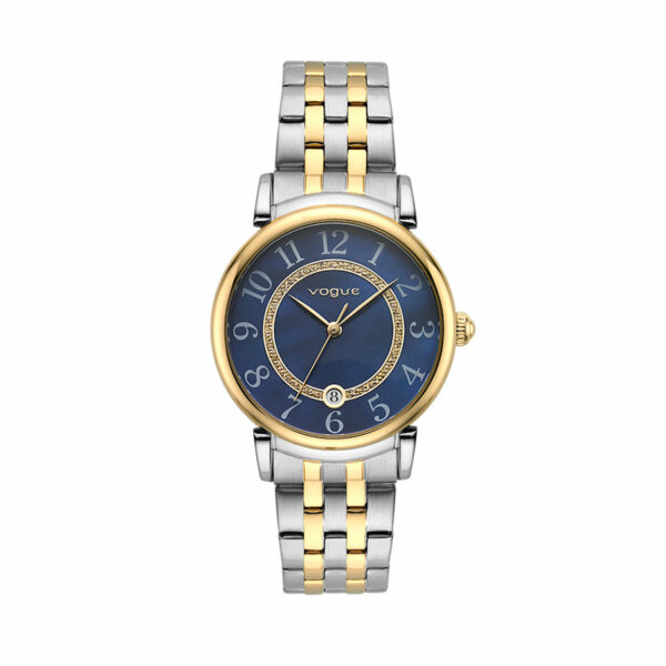 Ρολόι Γυναικείο Vogue 612061. Ρολόι Vogue με Χρυσό πλαίσιο και Μπλε καντράν. Αυτό το Γυναικείο ρολόι είναι 35 mm mm. Είναι διαθέσιμο στο κατάστημα. Αποστολή αυθημερόν