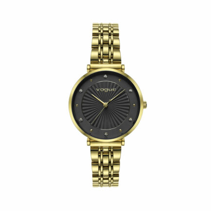 Ρολόι Γυναικείο Vogue 815343. Ρολόι Vogue με Χρυσό πλαίσιο και Μαύρο καντράν. Αυτό το Γυναικείο ρολόι είναι 32 mm mm. Είναι διαθέσιμο στο κατάστημα. Αποστολή αυθημερόν